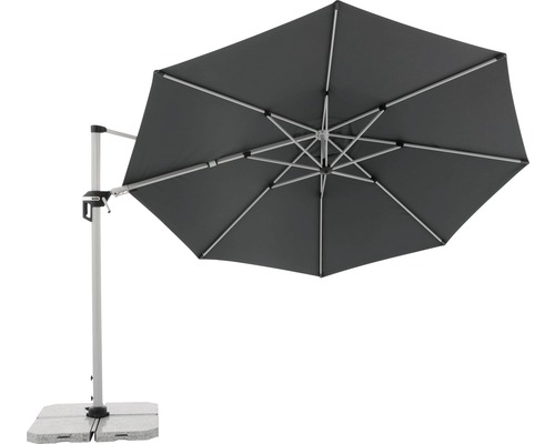 Vrijhangende parasol met voet en rechthoekig scherm