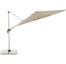 Beige zweefparasol met grijze standaard