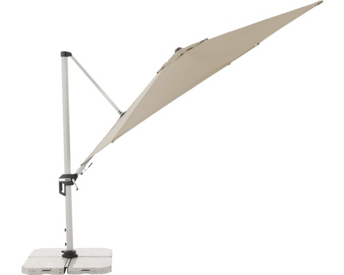 Vrijhangende parasol met betonnen voet