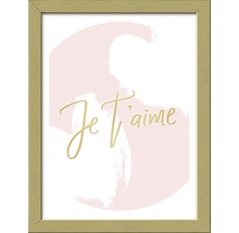Ingelijste afbeelding met het opschrift 'Je t'aime'