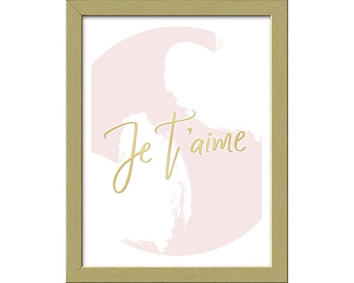 Ingelijste afbeelding met het opschrift 'Je t'aime'