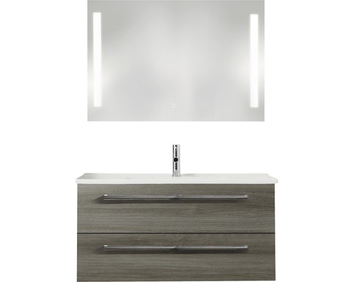 PELIPAL Badkamermeubelset Cavallino 100 cm incl. spiegel met verlichting grafiet structuur