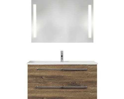 PELIPAL Badkamermeubelset Cavallino met spiegel en wastafel 100 cm ribbeck eiken Badkamer wastafelcombinatie met spiegel en onderkast