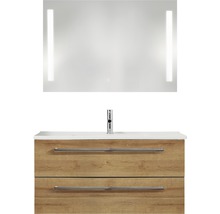 PELIPAL Badkamermeubelset Cavallino 100 cm incl. spiegel met verlichting riviera eiken-thumb-0