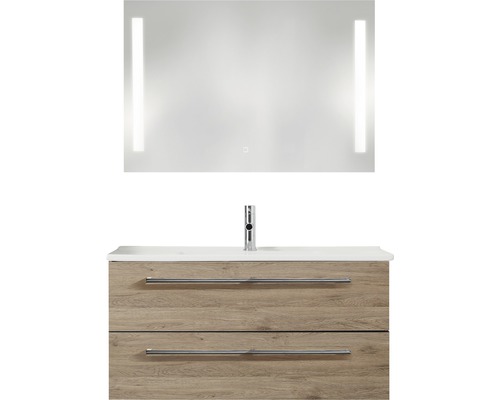 PELIPAL Badkamermeubelset Cavallino 100 cm incl. spiegel met verlichting sanremo eiken-0