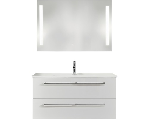 PELIPAL Badkamermeubelset Cavallino 100 cm incl. spiegel met verlichting wit hoogglans-0