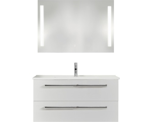 PELIPAL Badkamermeubelset Cavallino met spiegel en wastafel 100 cm wit hoogglans Wastafelcombinatie met spiegel en onderkast voor de badkamer