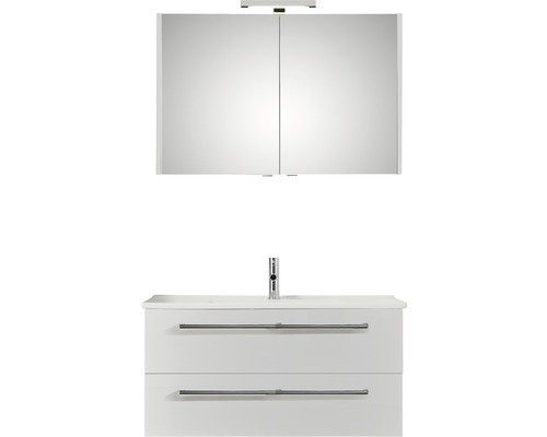 PELIPAL Badkamermeubelset Cavallino 100 cm incl. spiegelkast met verlichting wit hoogglans