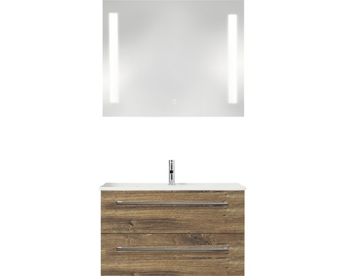 PELIPAL Badkamermeubelset Cavallino 75 cm incl. spiegel met verlichting ribbeck eiken-0