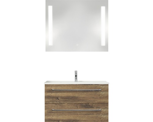 PELIPAL Badkamermeubelset Cavallino met spiegel en wastafel 75 cm ribbeck eiken Wastafelcombinatie met spiegel en onderkast in houten design