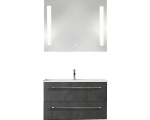 PELIPAL Badkamermeubelset Cavallino 75 cm incl. spiegel met verlichting oxid donkergrijs