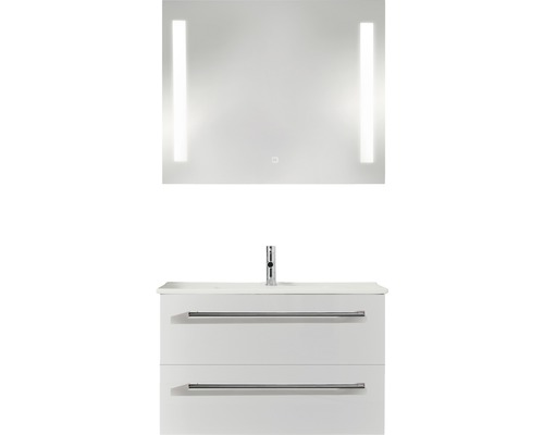PELIPAL Badkamermeubelset Cavallino met spiegel en wastafel 75 cm wit hoogglans Wastafel met onderkast en verlichte spiegel voor de badkamer