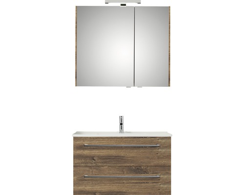 PELIPAL Badkamermeubelset Cavallino 75 cm incl. spiegelkast met verlichting ribbeck eiken