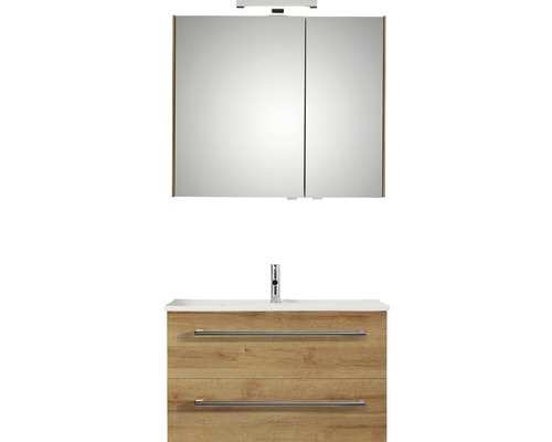 PELIPAL Badkamermeubelset Cavallino 75 cm incl. spiegelkast met verlichting riviera eiken