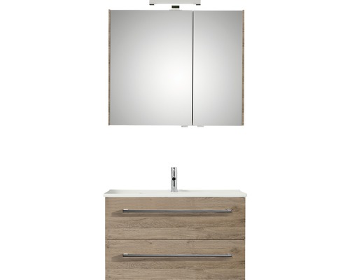 PELIPAL Badkamermeubelset Cavallino 75 cm incl. spiegelkast met verlichting sanremo eiken