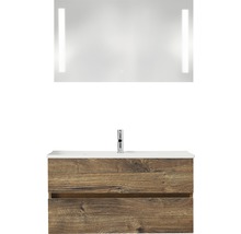 PELIPAL Badkamermeubelset Cavallino greeploos 100 cm incl. spiegel met verlichting ribbeck eiken-thumb-0