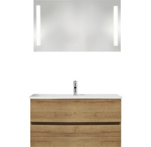 PELIPAL Badkamermeubelset Cavallino greeploos 100 cm incl. spiegel met verlichting riviera eiken-thumb-0