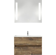 PELIPAL Badkamermeubelset Cavallino greeploos 75 cm incl. spiegel met verlichting ribbeck eiken-thumb-0