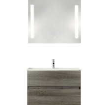 PELIPAL Badkamermeubelset Cavallino greeploos 75 cm incl. spiegel met verlichting grafiet structuur-thumb-0