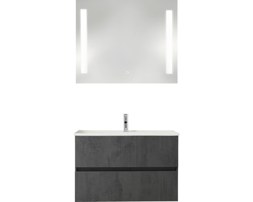 PELIPAL Badkamermeubelset Cavallino greeploos 75 cm incl. spiegel met verlichting oxid donkergrijs