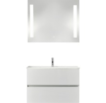 PELIPAL Badkamermeubelset Cavallino greeploos 75 cm incl. spiegel met verlichting wit hoogglans-thumb-0
