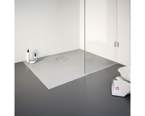 Inloopdouche met douchegoot, glazen wand en handdoeken