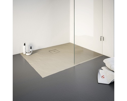 Inloopdouche met douchebak, glazen douchewand en afvoer