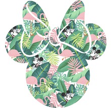 Minnie Mouse hoofd gevuld met tropische bladeren, flamingo''s en Minnie Mouse figuren