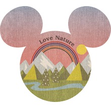 Decoratieve afbeelding in de stijl van een natuurlandschap in Mickey Mouse-design