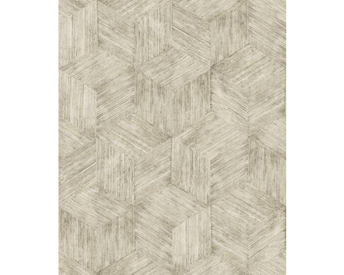 SUPERFRESCO EASY Vliesbehang 113242 Ratan beige Behang met geometrisch kubuspatroon