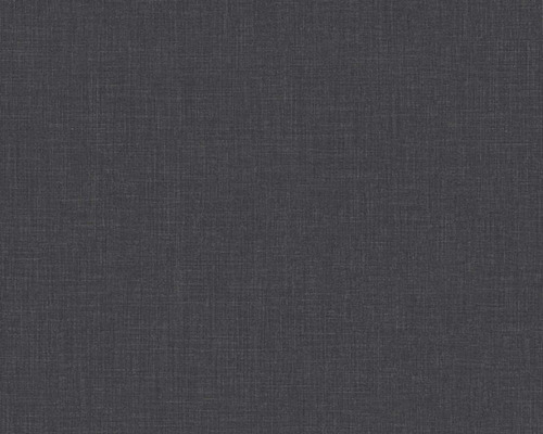A.S. CRÉATION Vliesbehang 379522 effen zwart Close-up van een donker behang met linnenstructuur