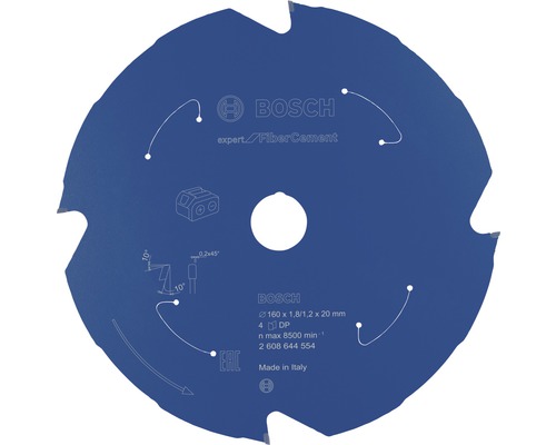 BOSCH Cirkelzaagblad Expert for Fiber Cement Ø 160x20x1,8/1,2 mm 4T