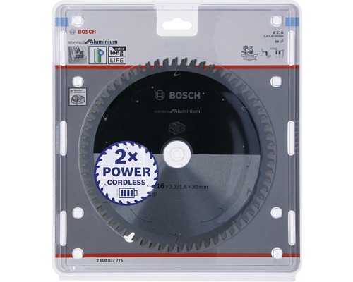 Bosch cirkelzaagblad Standard Aluminium met diameter van 216 millimeter in verpakking
