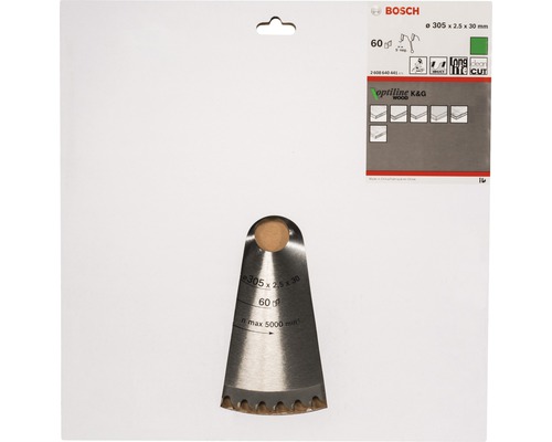Bosch cirkelzaagblad Optiline K en G hout, diameter 305 bij 2,5 bij 30 millimeter