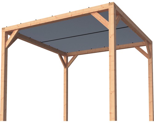 Houten tuinpaviljoen met grijze overkapping