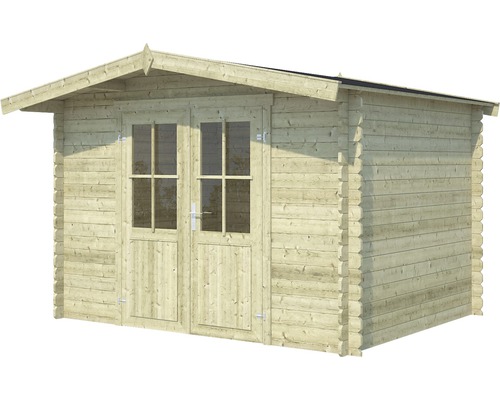 OUTDOOR LIFE Blokhut Baltimore geïmpregneerd vurenhout olijfgroen 292x230 cm Houten tuinhuis met dubbele deur en ramen