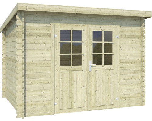 OUTDOOR LIFE Blokhut Nadia geïmpregneerd vurenhout olijfgroen 275x230 cm Houten tuinhuis met dubbele deur en ramen