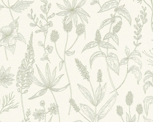 A.S. CRÉATION Vliesbehang 373635 Casual Living bloemen crème Behang met botanisch plantenpatroon