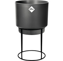 Donkere plantenpot op metalen frame voor binnenshuis