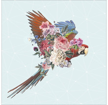 Illustratie van een papegaai met bloemen