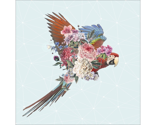 Illustratie van een papegaai met bloemen