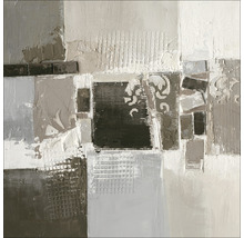 Abstract schilderij met geometrische vormen en verschillende texturen