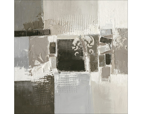 Abstract schilderij met geometrische vormen en verschillende texturen