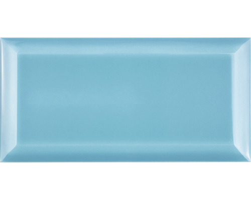 Wandtegel Metro Biselado azul turquesa glans 20x10 cm Rechthoekige tegel
