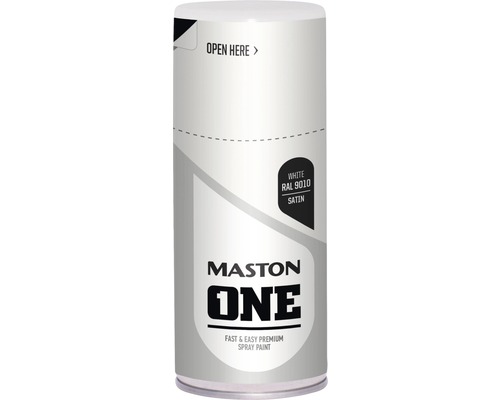 MASTON One spuitlak zijdeglans RAL 9010 wit 150 ml Maston One spuitbus, wit RAL 9010, satijn