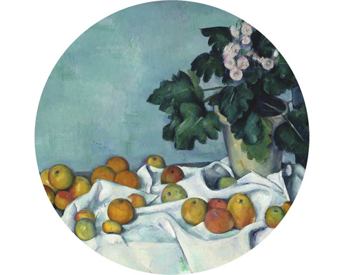 SPECIAL DECORATION Fotobehang vlies Paul Cézanne Stilleven ø 95 cm Stilleven met bloemen, sinaasappels en appels op een tafel