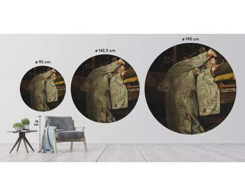 Wanddecoratie met kunstprint in verschillende formaten: 95 cm, 142,5 cm en 190 cm diameter