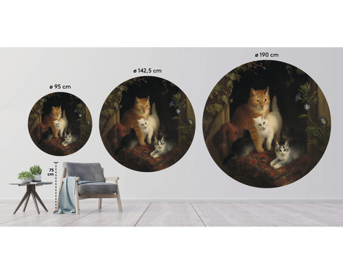 Decoratieve muursticker met kattenmotief in drie formaten.