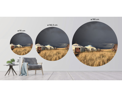 Decoratieve muursticker met jurtmotief in verschillende formaten