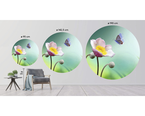 Decoratieve muursticker met bloem- en vlindermotief in verschillende formaten